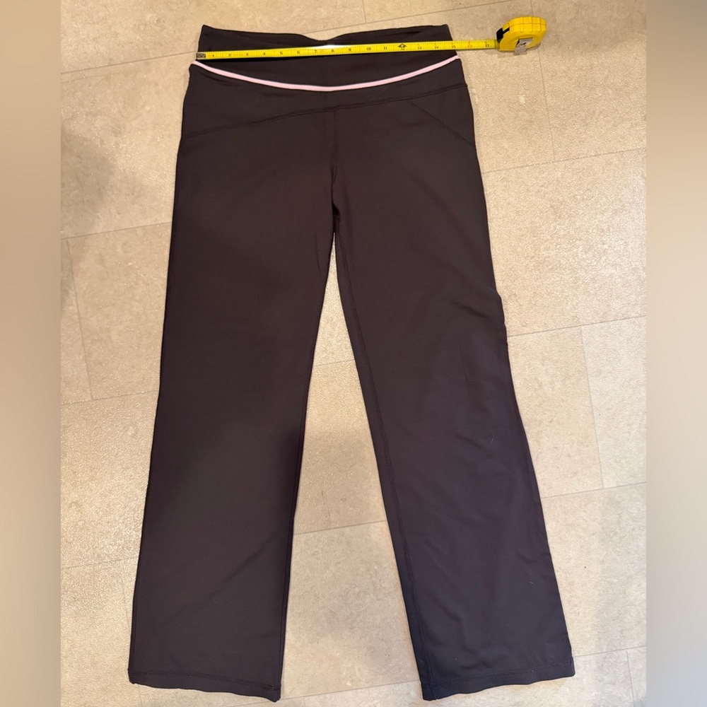 Kyodan Yoga Hiking Workout Pants size Small in Chocolate Brown w/Pink Trim
